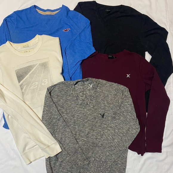 Lot of 5 Men’s S/M lightweight sweaters, Am Eagle, Hollister, Hurley, Abercrombi - Picture 1 of 1